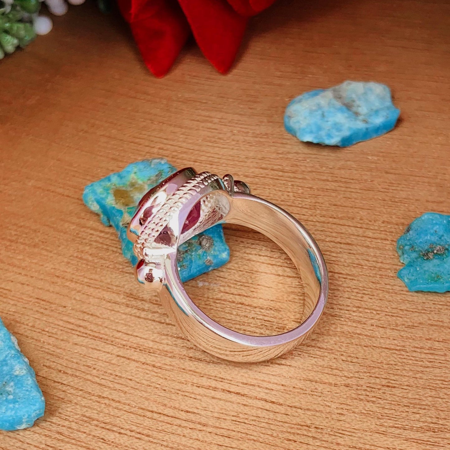 Handmade Natural Ruby Ring, 925 Sterling Silver Statement Jewelry - BeadsBoatInc