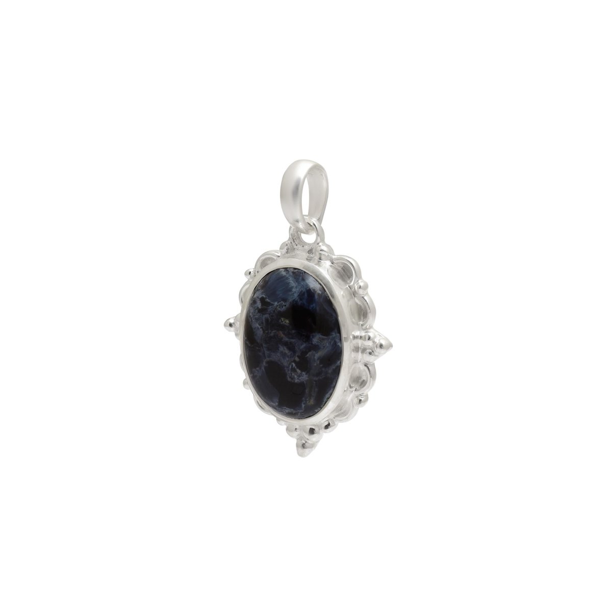 Handmade Pietersite Oval Cabochon Pendant 925 Sterling Silver Necklace 12x17mm - BeadsBoatInc