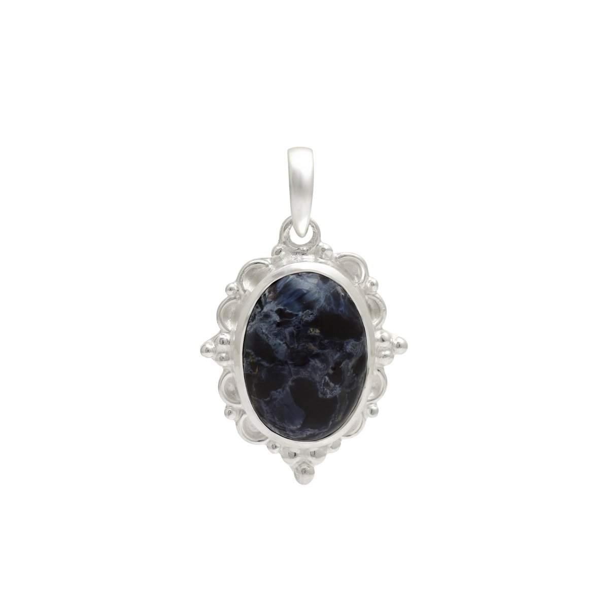 Handmade Pietersite Oval Cabochon Pendant 925 Sterling Silver Necklace 12x17mm - BeadsBoatInc
