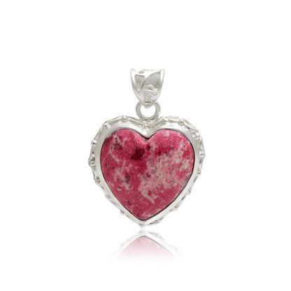 Handmade Pink Thulite Heart Pendant 925 Sterling Silver Gift for Her - BeadsBoatInc