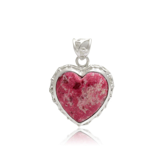Handmade Pink Thulite Heart Pendant 925 Sterling Silver Gift for Her - BeadsBoatInc