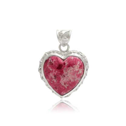 Handmade Pink Thulite Heart Pendant 925 Sterling Silver Gift for Her - BeadsBoatInc