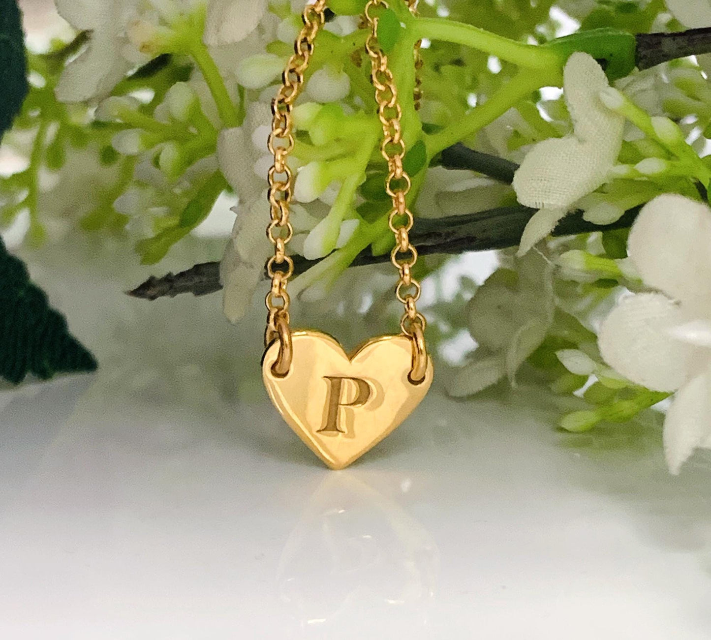 Heart Initial Necklace – Dainty 18K Gold Personalized Letter Pendan - BeadsBoatInc