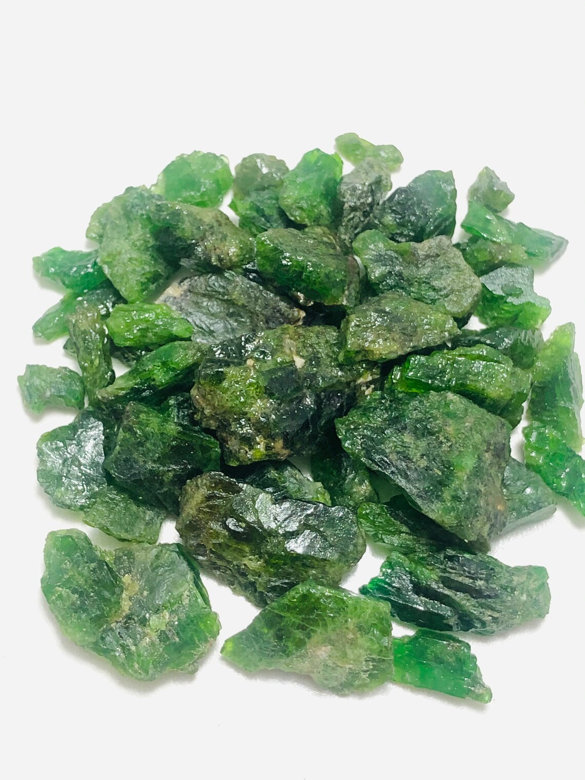Natural Raw Chrome Diopside Crystals (10 pcs) | 10-18mm Rough Healing Stones