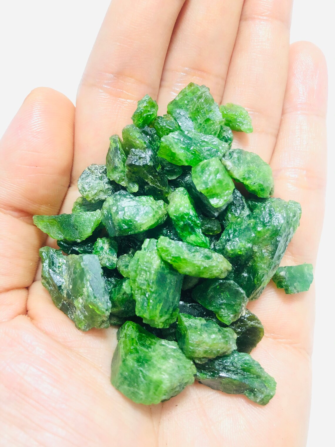 Natural Raw Chrome Diopside Crystals (10 pcs) | 10-18mm Rough Healing Stones