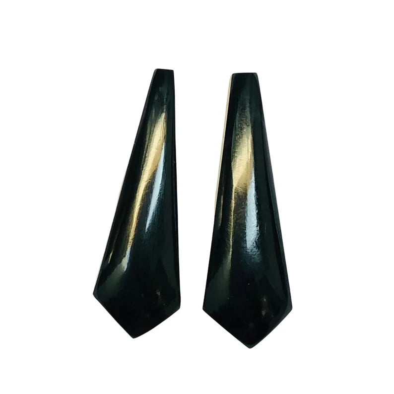Natural Black Onyx Kite Briolette Pair - Long Gemstone Drops (11x34mm)