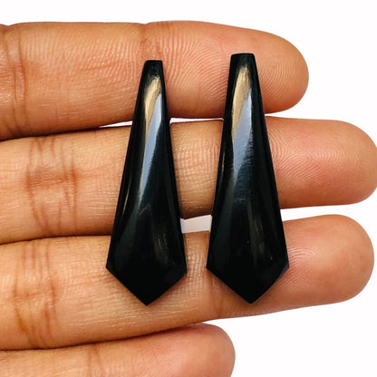 Natural Black Onyx Kite Briolette Pair - Long Gemstone Drops (11x34mm)