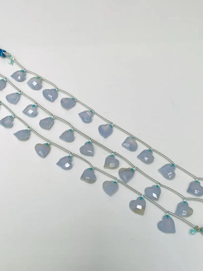 Natural Blue Lace Agate Heart Faceted Briolette Beads 10x10mm (10 Pcs)
