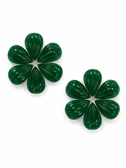 Natural Green Jade Carved Drop Briolette Beads 8x11mm