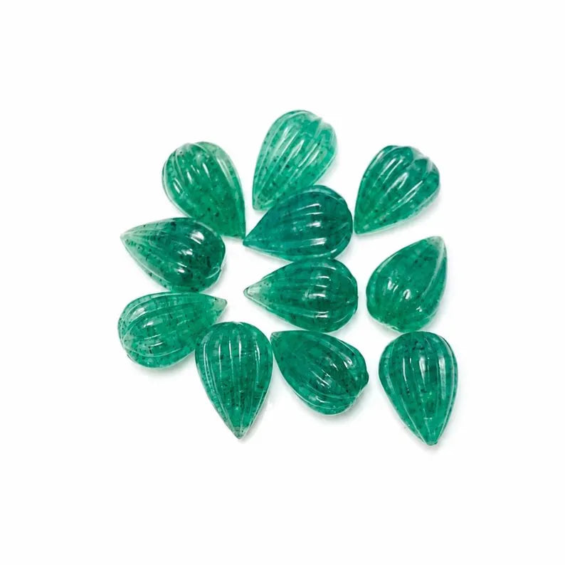 Green Strawberry Quartz Teardrop Briolette Beads 8x11mm