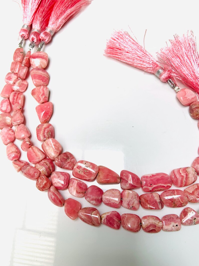 Natural Rhodochrosite Fancy Shape Nugget Briolette Strand 9 Inch