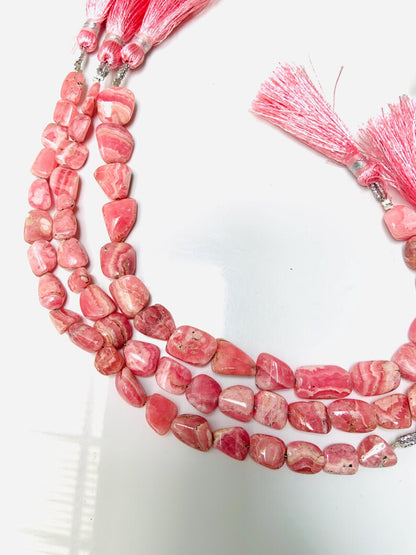 Natural Rhodochrosite Fancy Shape Nugget Briolette Strand 9 Inch