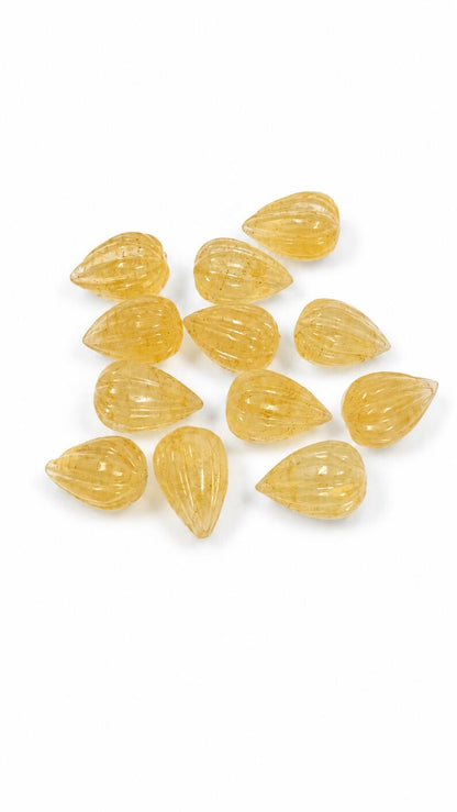 Yellow Aventurine Teardrop Briolette Beads 8x11mm