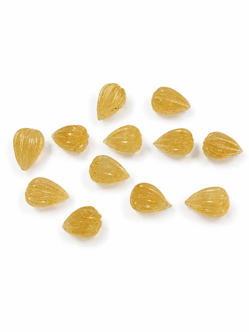 Yellow Aventurine Teardrop Briolette Beads 8x11mm