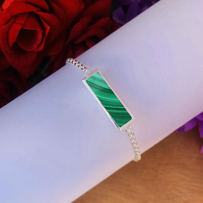 Malachite Bracelet ~ Dainty Sterling Silver Bracelet ~ ~ B - 0004 - BeadsBoatInc