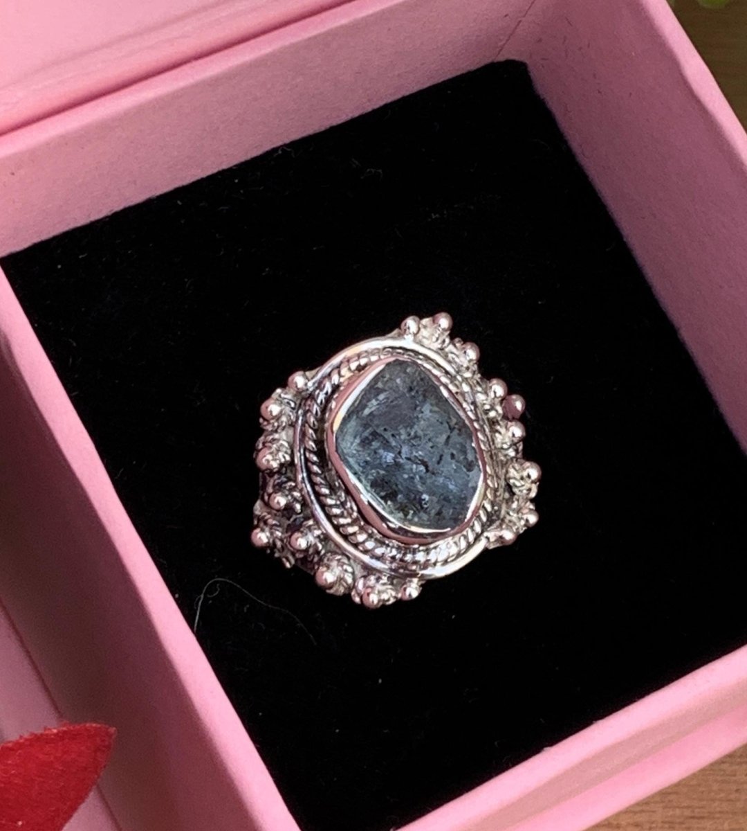 Moss Aquamarine Statement Ring | Boho Sterling Silver Birthstone Ring - BeadsBoatInc
