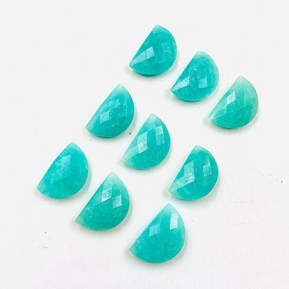 Natural Amazonite Faceted D' Shape Gemstone, Size 10mmx16mm, Hand Carved Briolette, Half Moon Shape Gemstone Briolette, - BeadsBoatInc