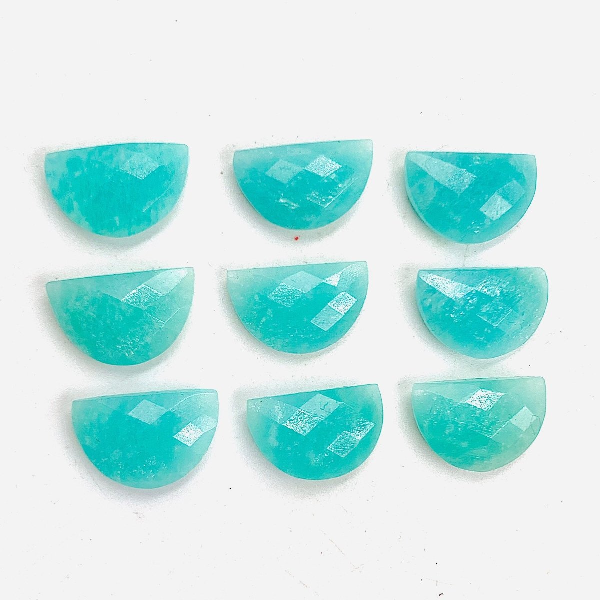 Natural Amazonite Faceted D' Shape Gemstone, Size 10mmx16mm, Hand Carved Briolette, Half Moon Shape Gemstone Briolette, - BeadsBoatInc