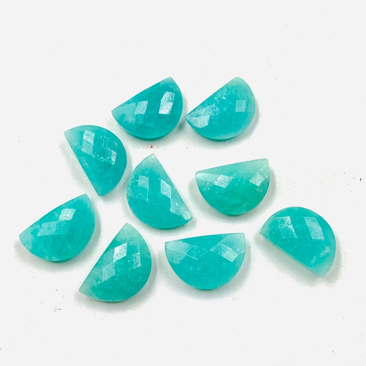 Natural Amazonite Faceted D' Shape Gemstone, Size 10mmx16mm, Hand Carved Briolette, Half Moon Shape Gemstone Briolette, - BeadsBoatInc