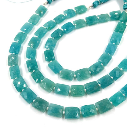 Natural Amazonite Rectangle faceted Center Drill Briolette Gemstone, Amazonite Chicklet Shape beads for Jewelry, 8 Inch Strand Size 8x10x5mm - BeadsBoatInc