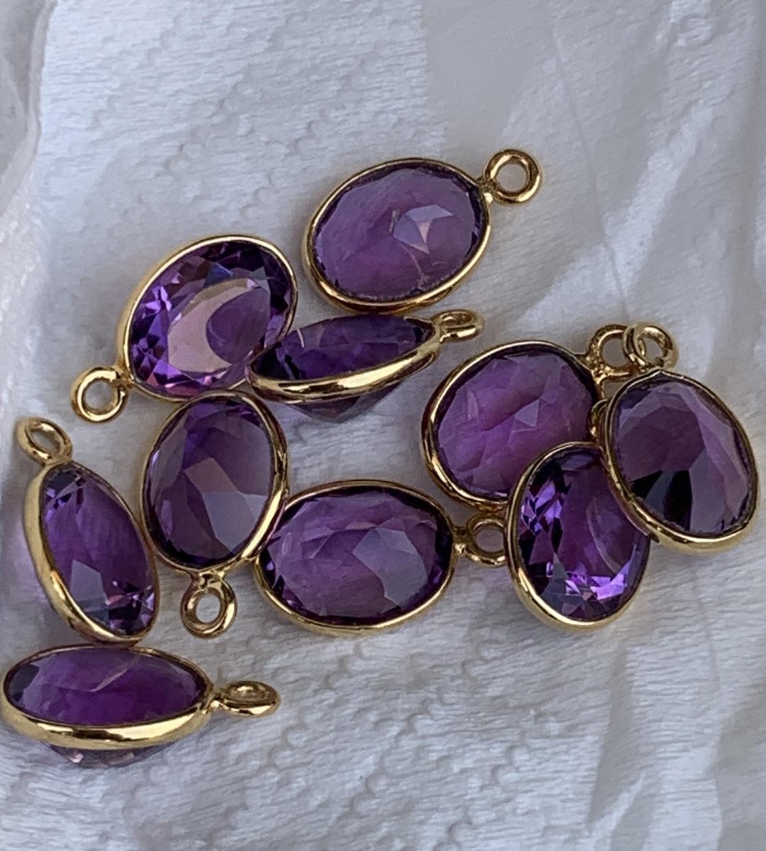 Natural Amethyst Oval Gemstone Connectors - 925 Silver Jewelry Finding - BeadsBoatInc