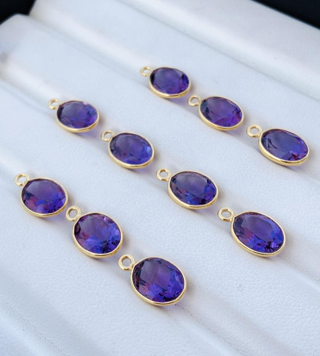 Natural Amethyst Oval Gemstone Connectors - 925 Silver Jewelry Finding - BeadsBoatInc