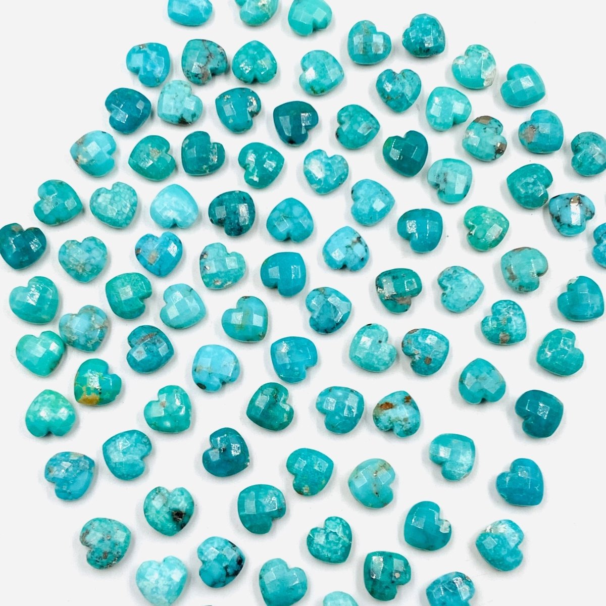 Natural Arizona turquoise Briolette faceted Heart shape Turquoise gemstone size 10mm good Quality Turquoise gemstone - BeadsBoatInc
