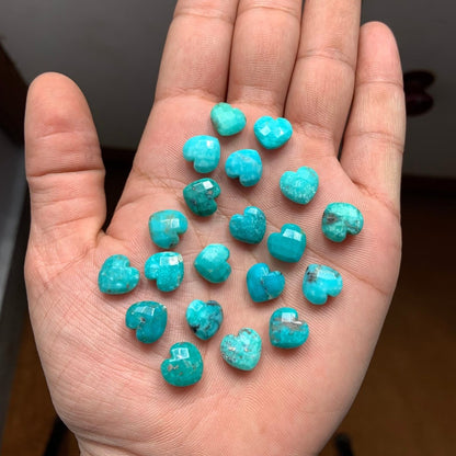 Natural Arizona turquoise Briolette faceted Heart shape Turquoise gemstone size 10mm good Quality Turquoise gemstone - BeadsBoatInc