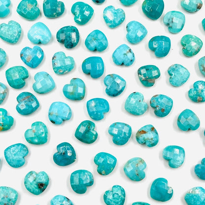 Natural Arizona turquoise Briolette faceted Heart shape Turquoise gemstone size 10mm good Quality Turquoise gemstone - BeadsBoatInc