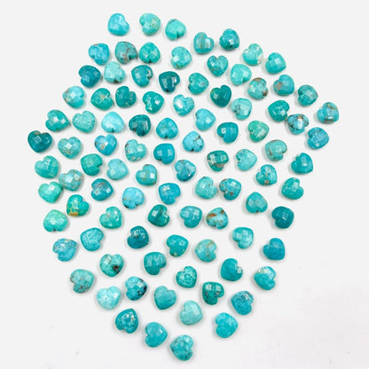 Natural Arizona turquoise Briolette faceted Heart shape Turquoise gemstone size 10mm good Quality Turquoise gemstone - BeadsBoatInc