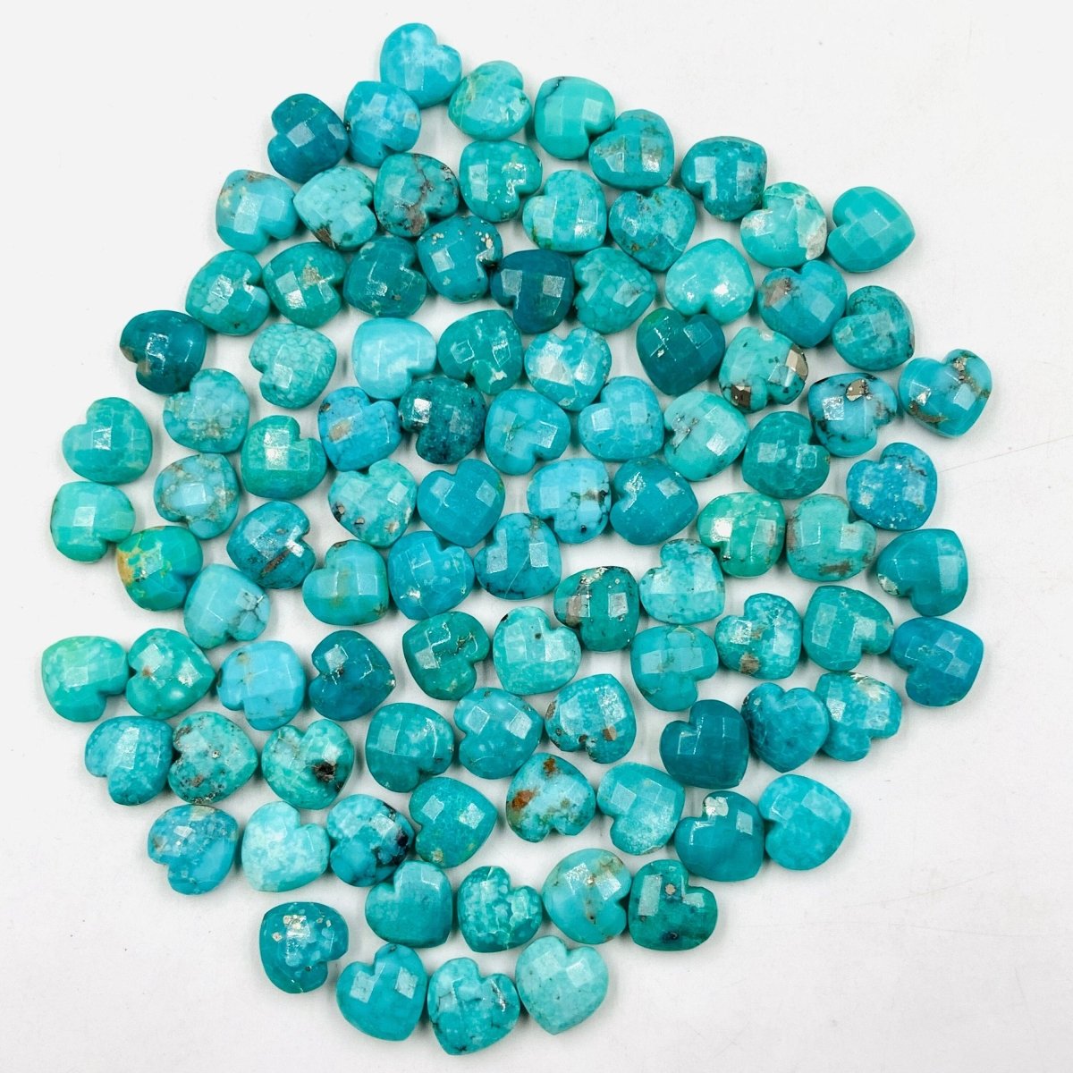 Natural Arizona turquoise Briolette faceted Heart shape Turquoise gemstone size 10mm good Quality Turquoise gemstone - BeadsBoatInc