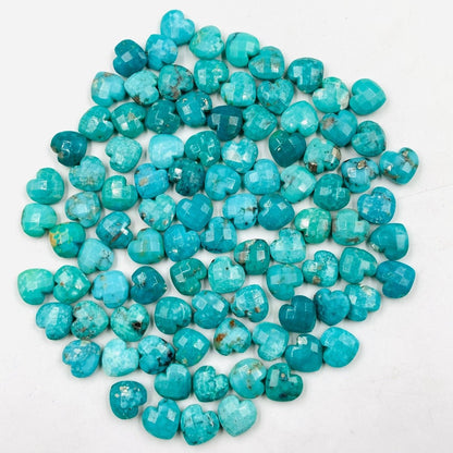 Natural Arizona turquoise Briolette faceted Heart shape Turquoise gemstone size 10mm good Quality Turquoise gemstone - BeadsBoatInc