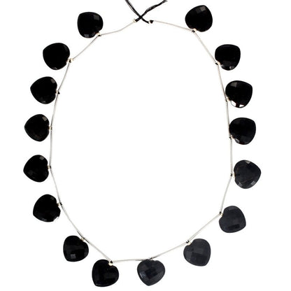 Natural Black Tourmaline Heart Beaded Necklace Faceted Gemstone - BeadsBoatInc