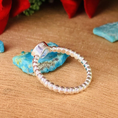 Natural Blue Iolite Ball Ring | Dainty Stackable Silver - BeadsBoatInc
