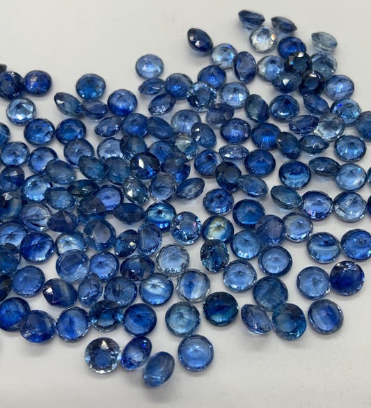Natural Blue Kyanite Faceted Round Cabochon | Loose Gemstone for Jewelry Making - BeadsBoatInc