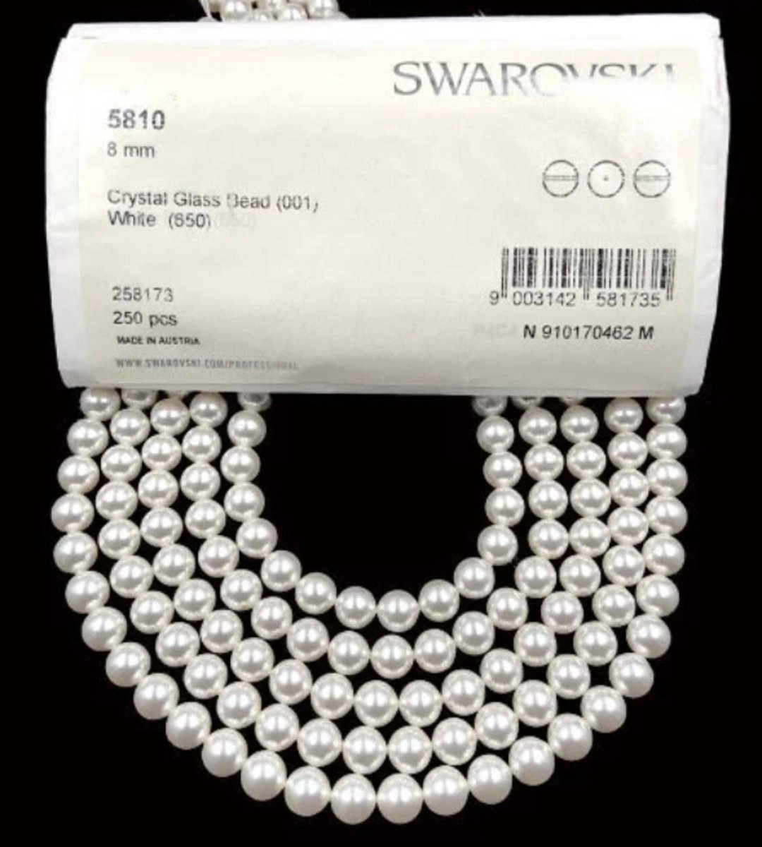 Natural crystal white (001 650) Swarovski pearl genuine Swarovski round beads for jewelry making 2mm 3mm 4mm 5mm 6mm 8mm 10mm 12mm - BeadsBoatInc