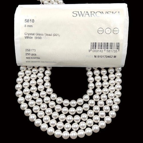 Natural crystal white (001 650) Swarovski pearl genuine Swarovski round beads for jewelry making 2mm 3mm 4mm 5mm 6mm 8mm 10mm 12mm - BeadsBoatInc