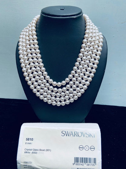 Natural Crystal White Swarovski Pearl Beads 2mm–12mm - BeadsBoatInc