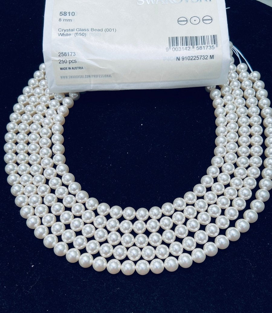 Natural Crystal White Swarovski Pearl Beads 2mm–12mm - BeadsBoatInc