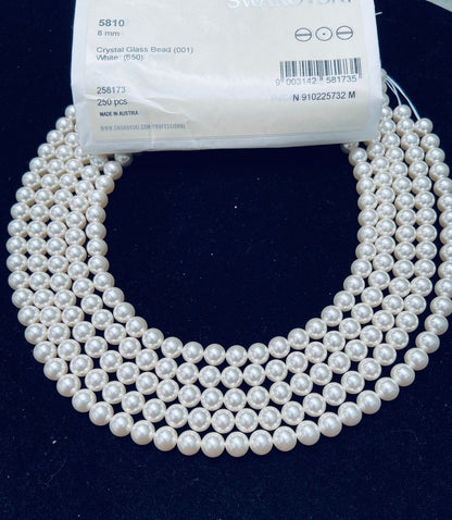 Natural Crystal White Swarovski Pearl Beads 2mm–12mm - BeadsBoatInc