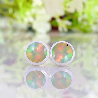 Natural Ethiopian Opal Studs Earring ~ Dainty Silver & Gold Silver Studs ~ Simple small studs ~ Round Shape Stones ~ Gift For Her ~ E - 0032 - BeadsBoatInc