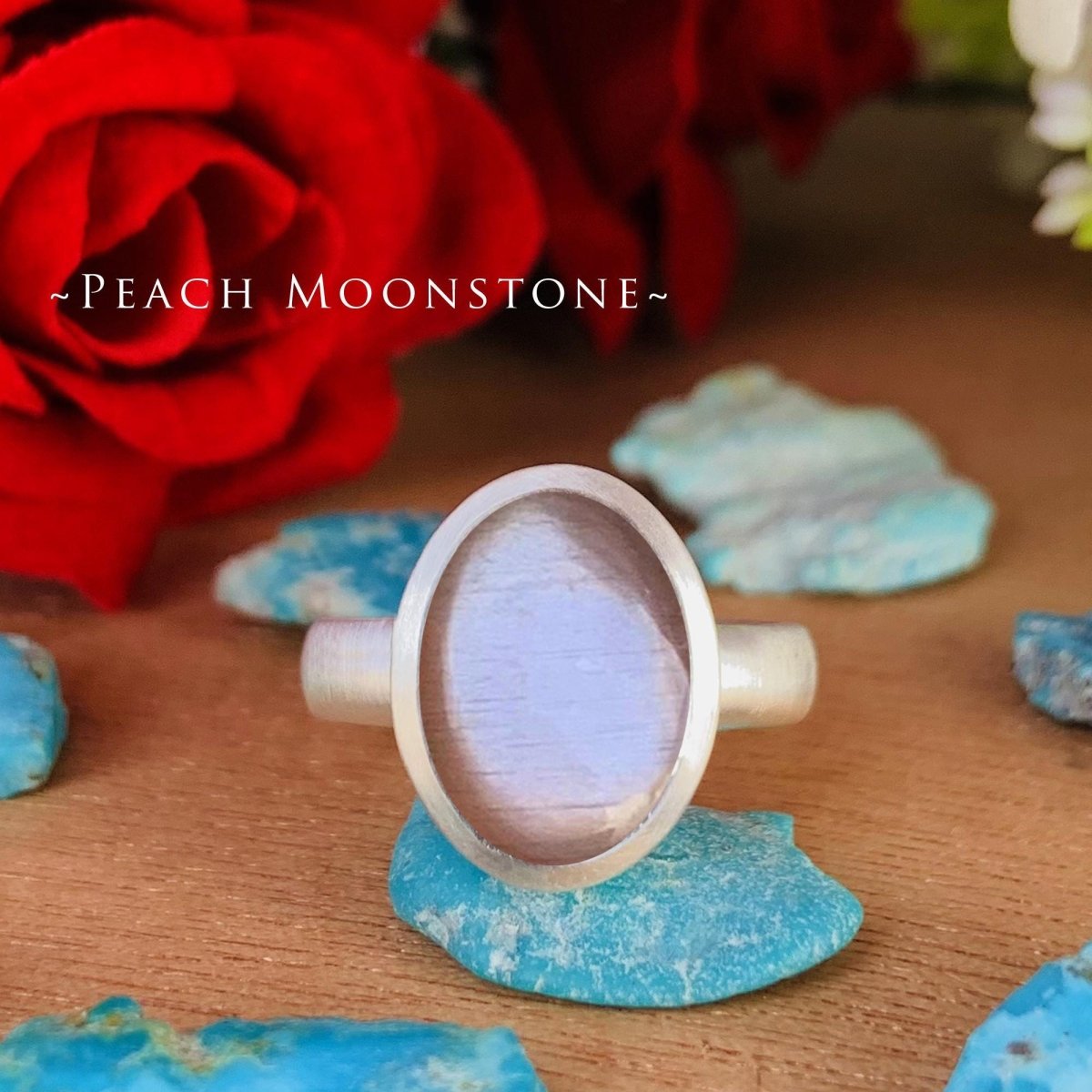 Natural Gemstone Matte Finish Ring | Turquoise Larimar Moonstone | Silver & Gold - BeadsBoatInc