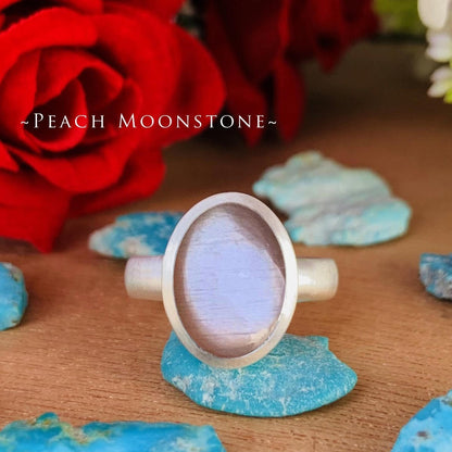 Natural Gemstone Matte Finish Ring | Turquoise Larimar Moonstone | Silver & Gold - BeadsBoatInc