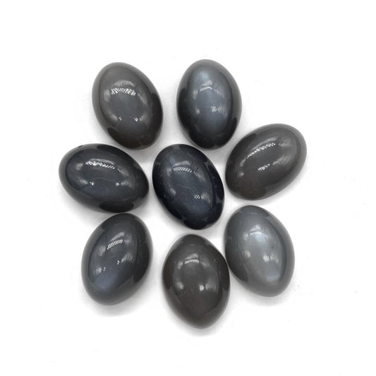 Natural Gray Moonstone Cabochons - Smooth Oval Cut Loose Gemstone - BeadsBoatInc