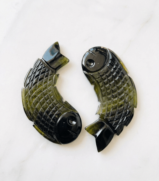 Natural Green Tourmaline Fish Carving – Hand Carved Gemstone Crystal - BeadsBoatInc