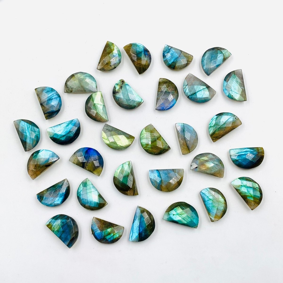 Natural Labradorite Briolette Faceted D shape gemstone size 10X16 MM blue flashy labradorite gemstone half moon labradorite - BeadsBoatInc
