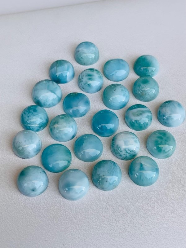 Natural Larimar Cabochons – Round Loose Gemstone - BeadsBoatInc