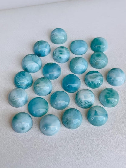 Natural Larimar Cabochons – Round Loose Gemstone - BeadsBoatInc