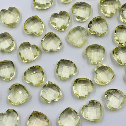 Natural Lemon Quartz Heart Beads | Faceted Moonstone Briolette - BeadsBoatInc