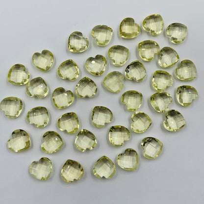 Natural Lemon Quartz Heart Beads | Faceted Moonstone Briolette - BeadsBoatInc